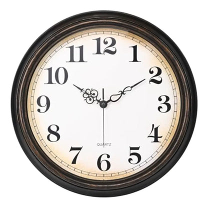 Rear view of Vintage Bronze Wall Clock, highlighting the battery compartment for easy use.