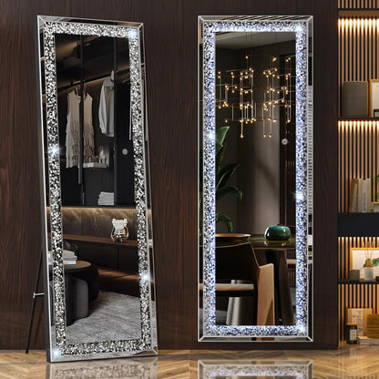 Elegant & Modern 63" Tall Full Length Frameless Diamond Mirror