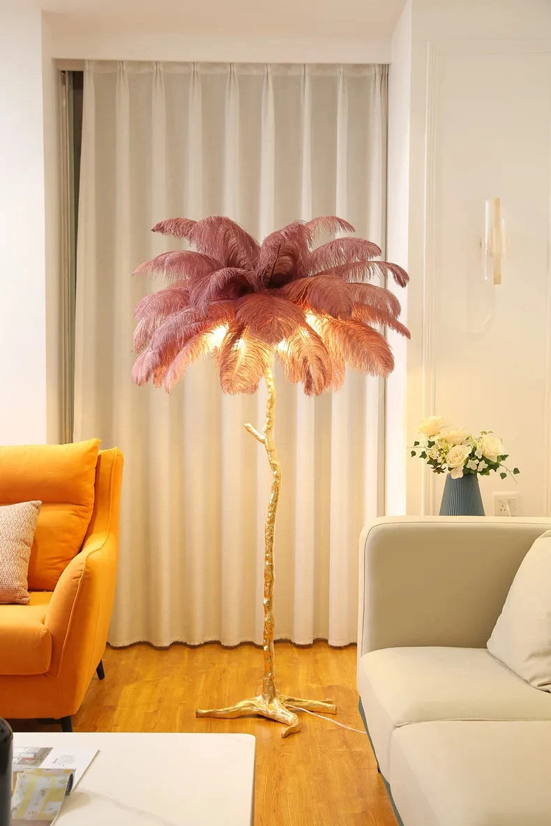 Modern Nordic Ostrich Feather Luxury Floor/Table LED Lamp 