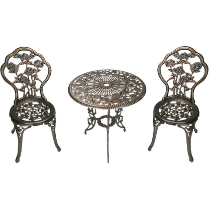 3-Piece Cast Aluminum Rose Bistro Set