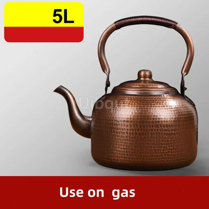 Copper Teapot 100% Pure Handmade – Versatile kettle suitable for gas, induction, and electric stoves.