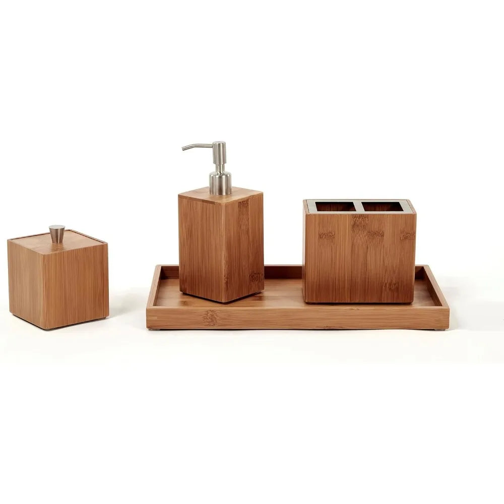 Elegant 5-Piece 100% Bamboo Bath and Vanity Set