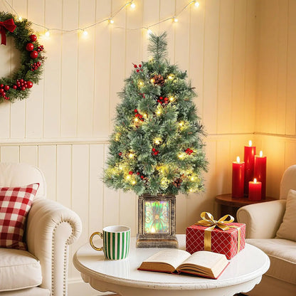 Mini 3ft Tabletop Pre-Lit Artificial Christmas Tree w/70 LED Lights