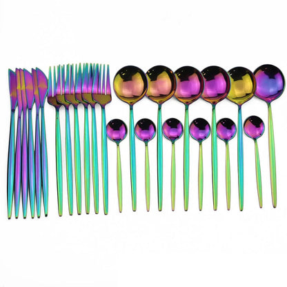 Modern 24-Piece Stainless Steel Tableware for 6