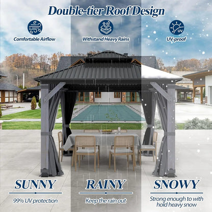 10 x 10 Gray Outdoor Wood Post Gazebo