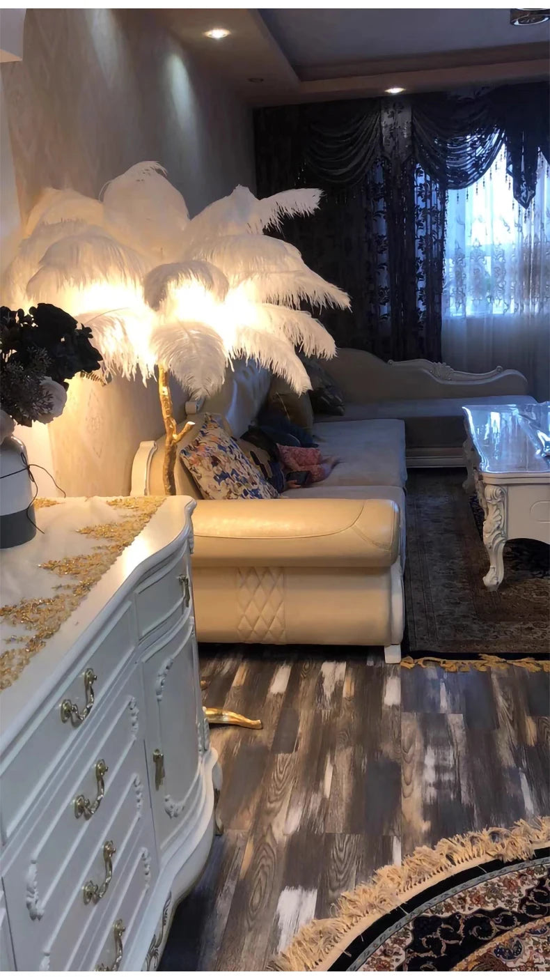 Modern Nordic Ostrich Feather Luxury Floor/Table LED Lamp 