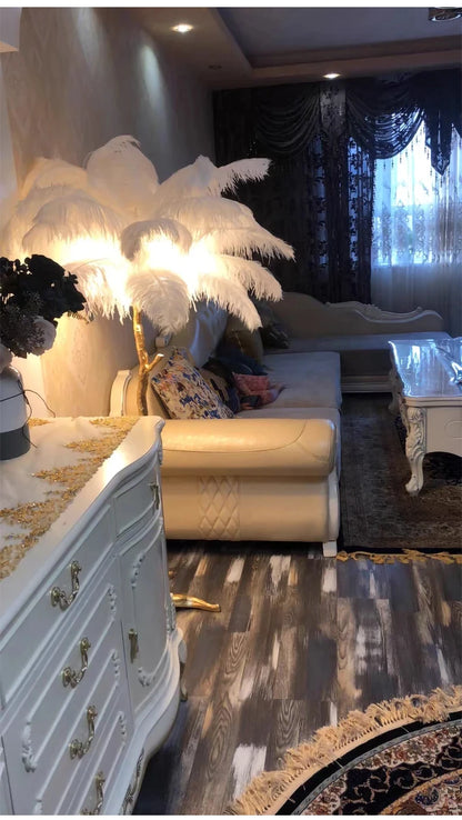 Modern Nordic Ostrich Feather Luxury Floor/Table LED Lamp 