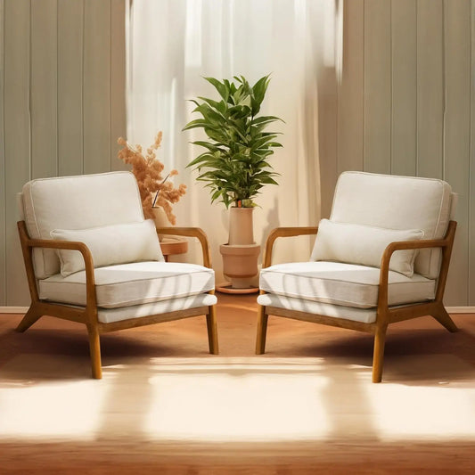 Mid-century Modern Upholstered Accent Chair(Set of 2)