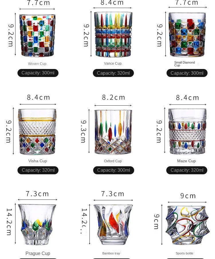 "The Rainbow Glossy" Handmade Lead-free Crystal Glass Whiskey Glass