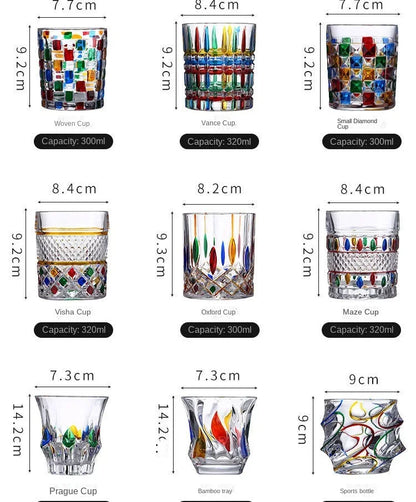 "The Rainbow Glossy" Handmade Lead-free Crystal Glass Whiskey Glass