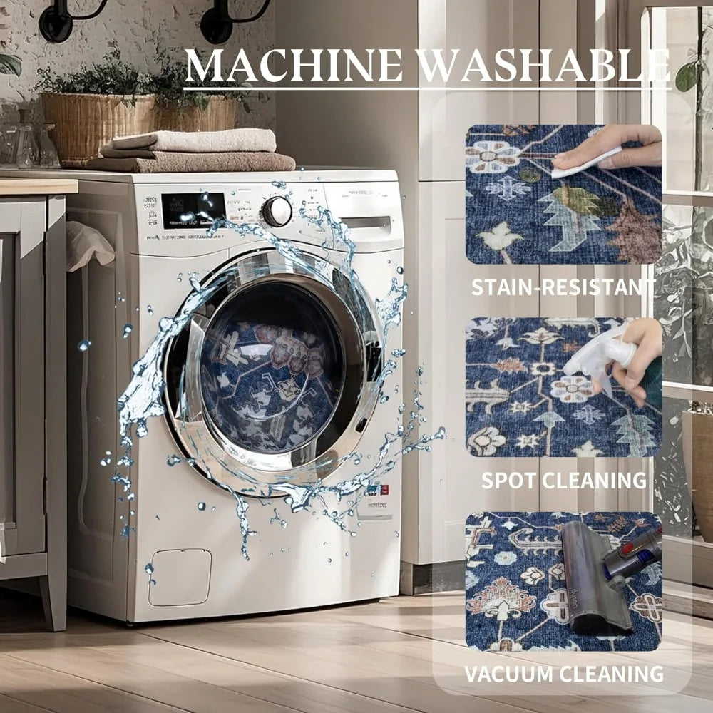 Modern & Soft  8' x 10' Low Pile Navy Blue Area Rug