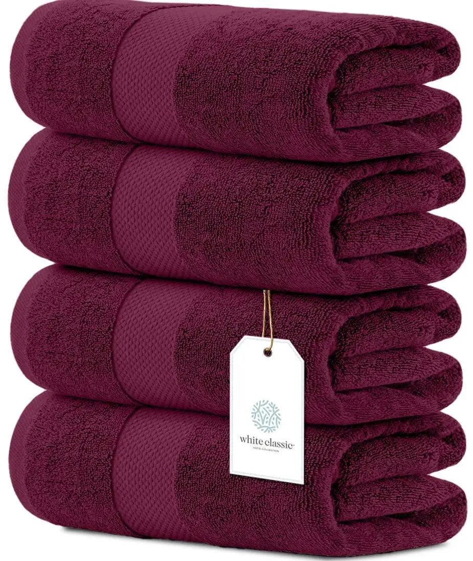 Wine Red Bath Towels-Set of 4
