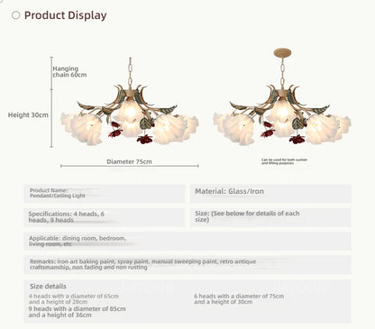 Pastoral Floral Chandelier in a foyer, demonstrating how this floral chandelier serves as a stunning statement piece.