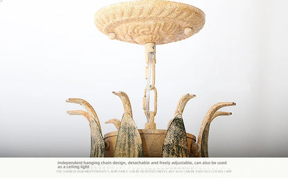 Pastoral Floral Chandelier featured in a bedroom, showcasing its romantic flair and charm as a floral chandelier.