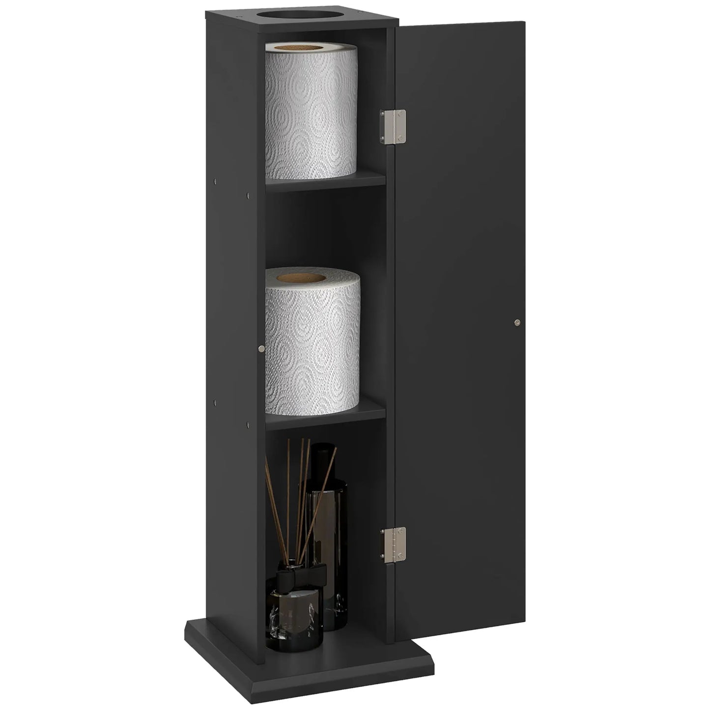 Black Toilet Paper Floor Cabinet w/Shelves