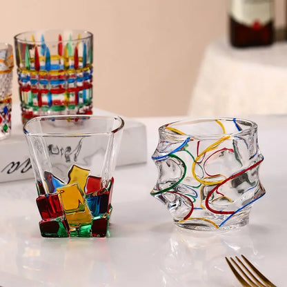 "The Rainbow Glossy" Handmade Lead-free Crystal Glass Whiskey Glass