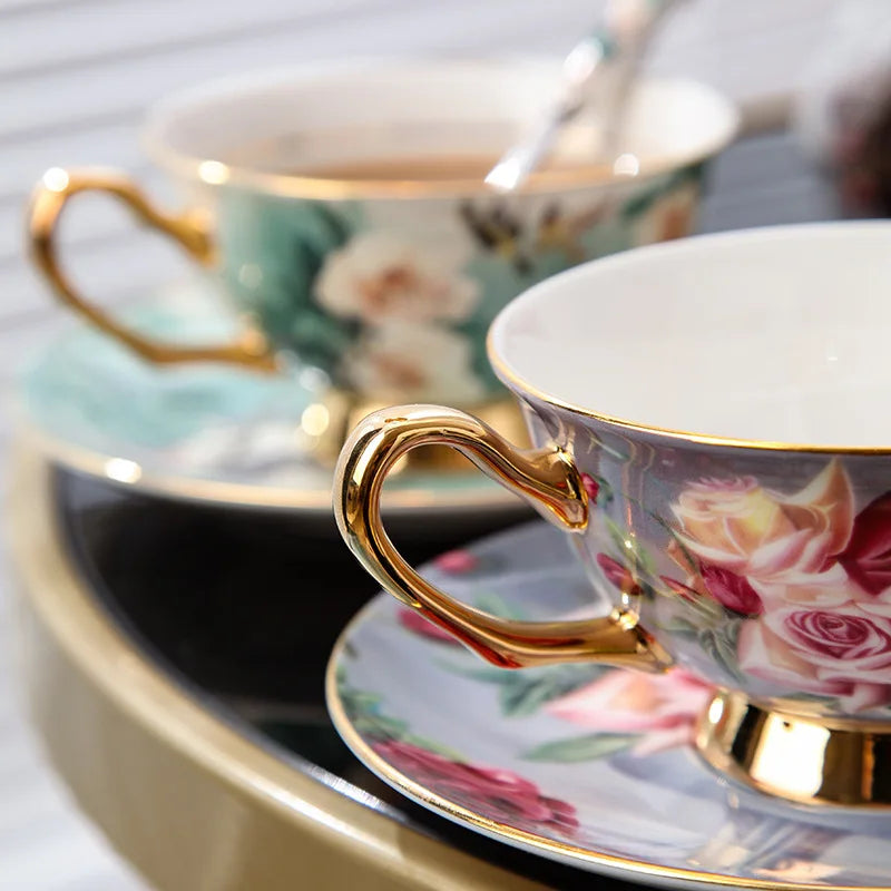 Elegant spoons accompanying the Luxurious European Bone China Coffee & Tea Set, perfectly matched for a sophisticated tea experience with the beautiful china.