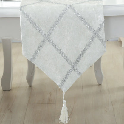 Long Strip Table Runner giving dining charm - This long table runner is essential for inviting table arrangements.