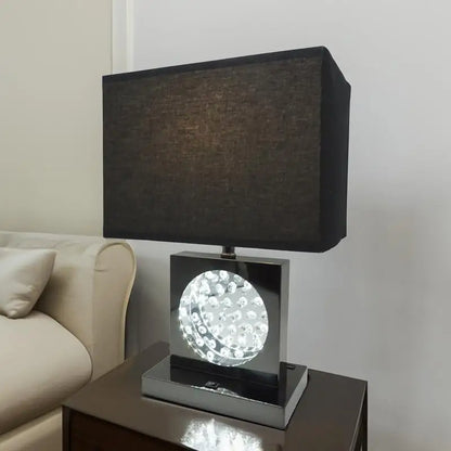 Elegant 22" Modern Crystal Accent Table Lamp with Black Fabric Shade showcasing its stylish design and elegant table lamp features.