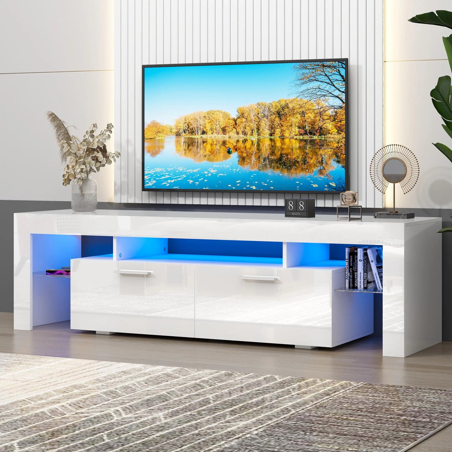 Modern Living Room Entertainment Center w/LED Lights