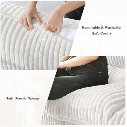 Oversized Black U-shaped Covertible Cloud Couch w/Ottoman