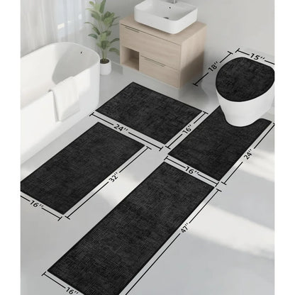 Lightweight & Ultra Thin Absorbent Bathroom Mats~5 Piece Set