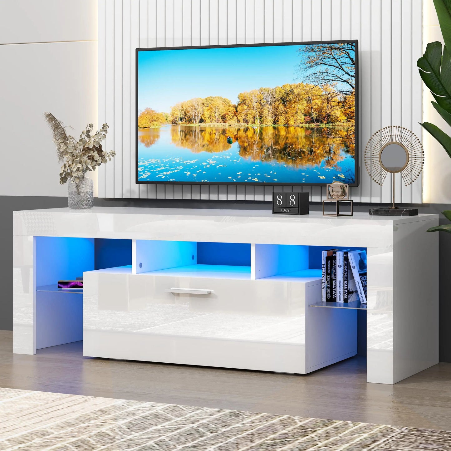 Modern Living Room Entertainment Center w/LED Lights