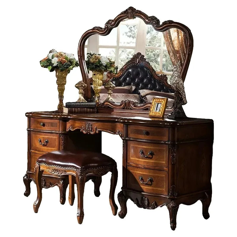 Luxurious Modern Hollywood Vanity Table w/Mirror & Stool