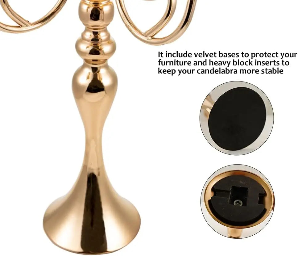 5~Arm Gold Heart Candelabrum