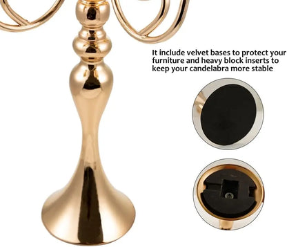 5~Arm Gold Heart Candelabrum