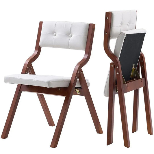 Set of 2 Modern Wooden Folding Chairs w/Cushions