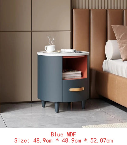 Minimalist & Modern Round Bedside Table with Storage Drawer