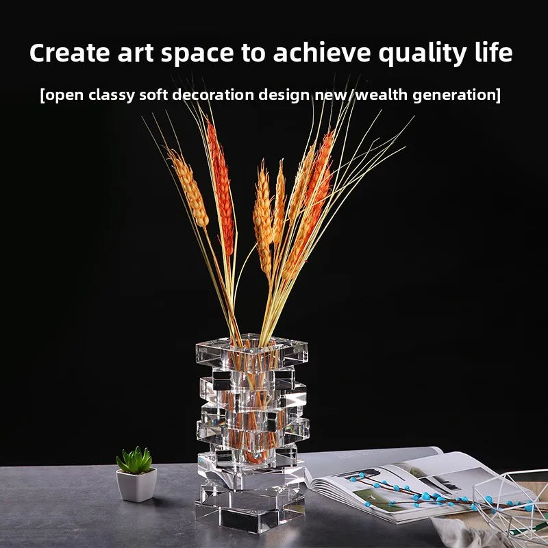 Luxurious Modern Nordic Style Crystal Vase for Living Room