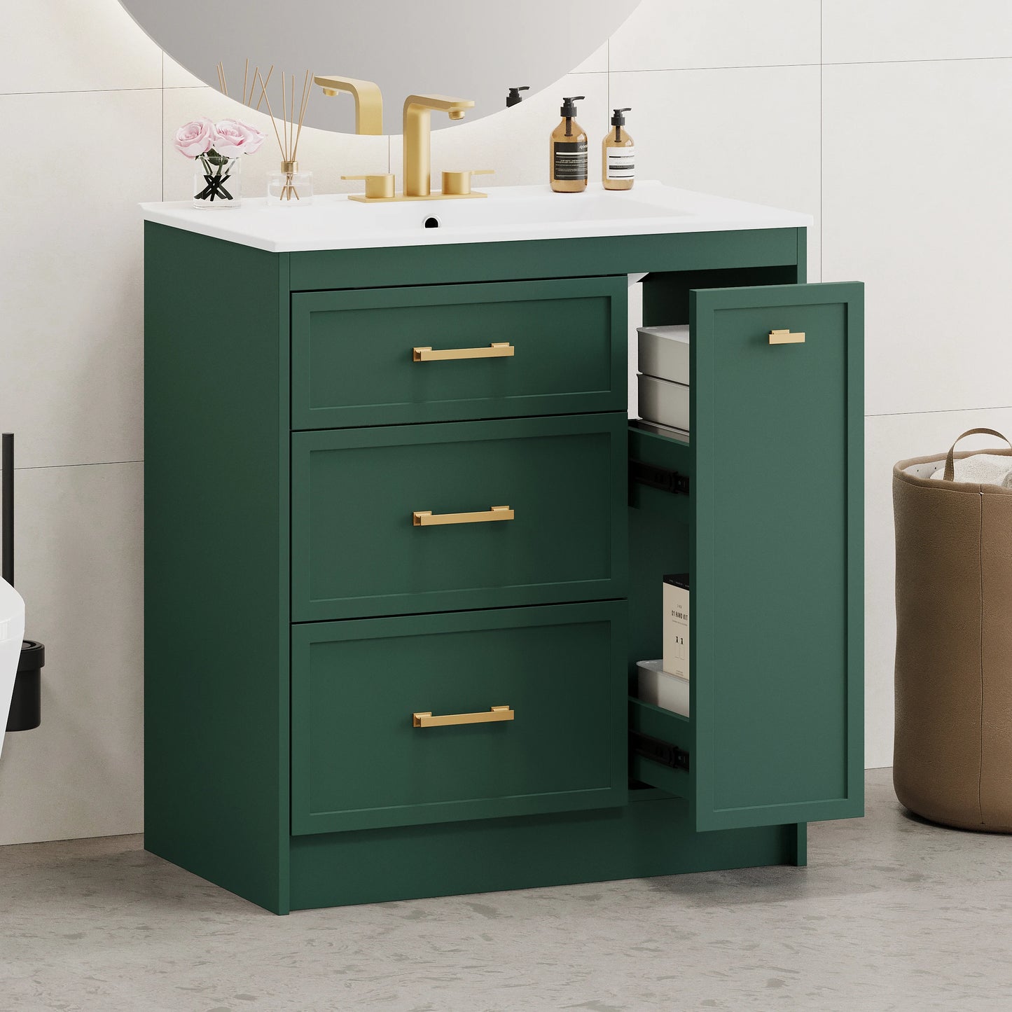 Classic 30" Bathroom Vanity Set w/Premium Ceramic Sink
