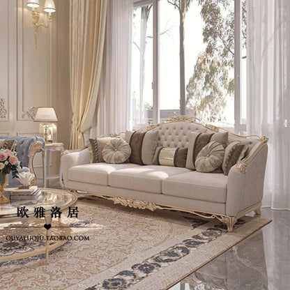 Elegant French Style Solid Wood Living Room Furniture in a minimalist setting, enhancing home appeal.
