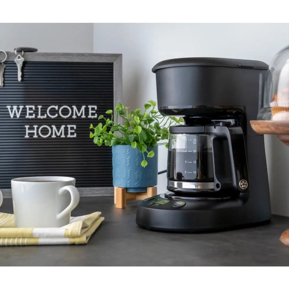 Compact 5-Cup Programmable Black Coffee Maker