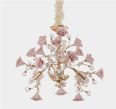 European Court Style LED Crystal Chandelier-Modern Rose Decoration
