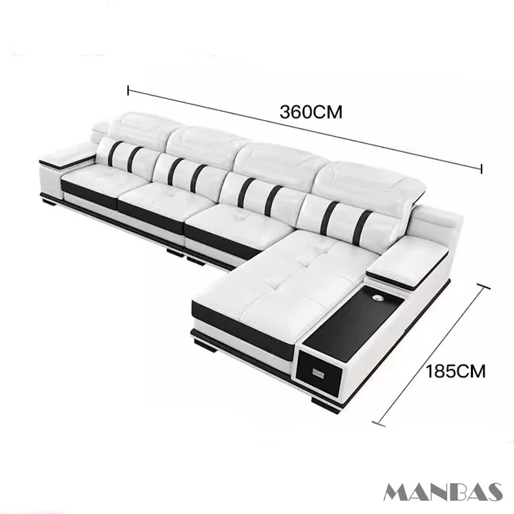 Modern Italian Genuine Leather Living Room Sofa Set