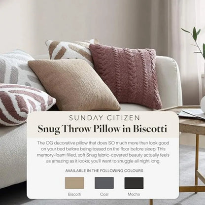 Close-up of Snug Memory Foam Throw Pillow 20x20, highlighting the buttery-soft plush texture.