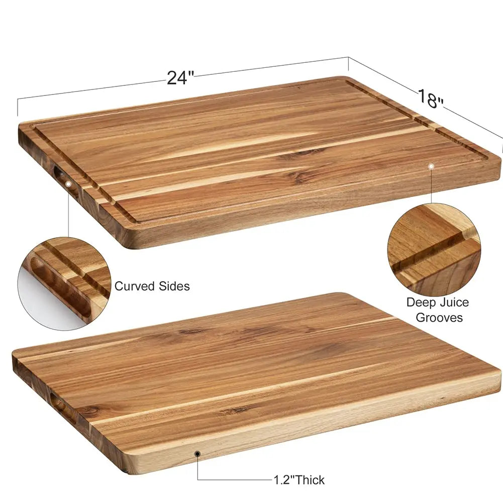 20x15/24x18 Acacia Wood Cutting Board with Deep Juice Groove, reversible acacia wood cutting board for meat and vegetables