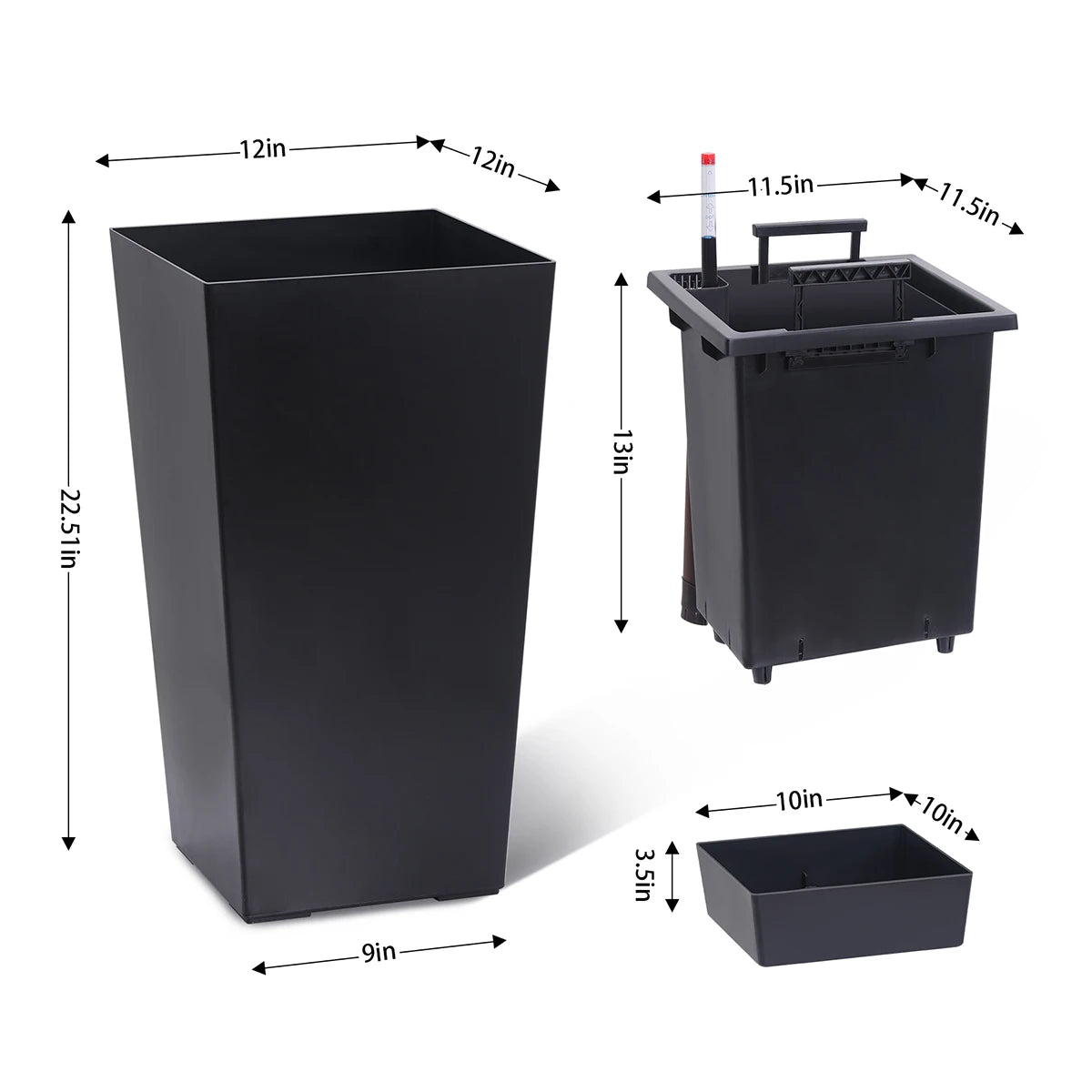 Stylish Tall Indoor/Outdoor Rectangular Planters(Set of 2)