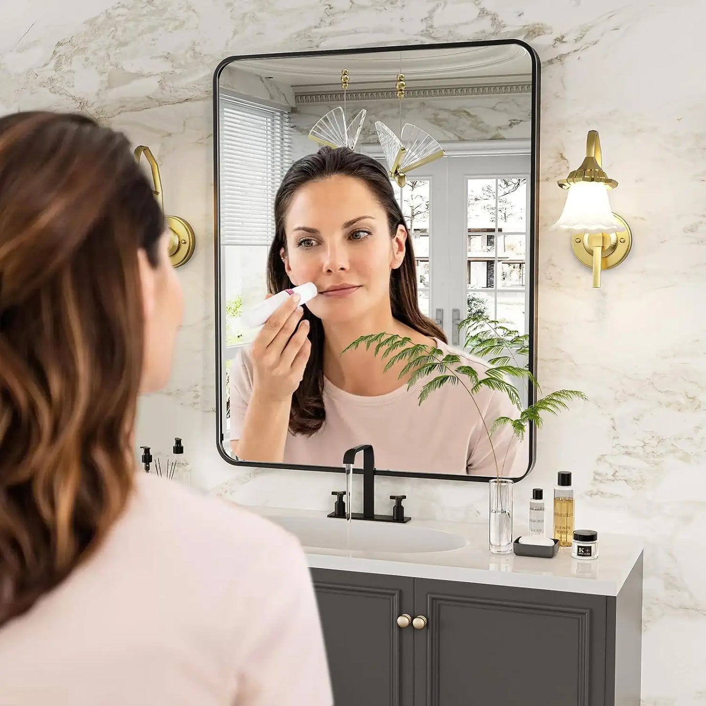 Modern Black Framed Rectangular Mirror