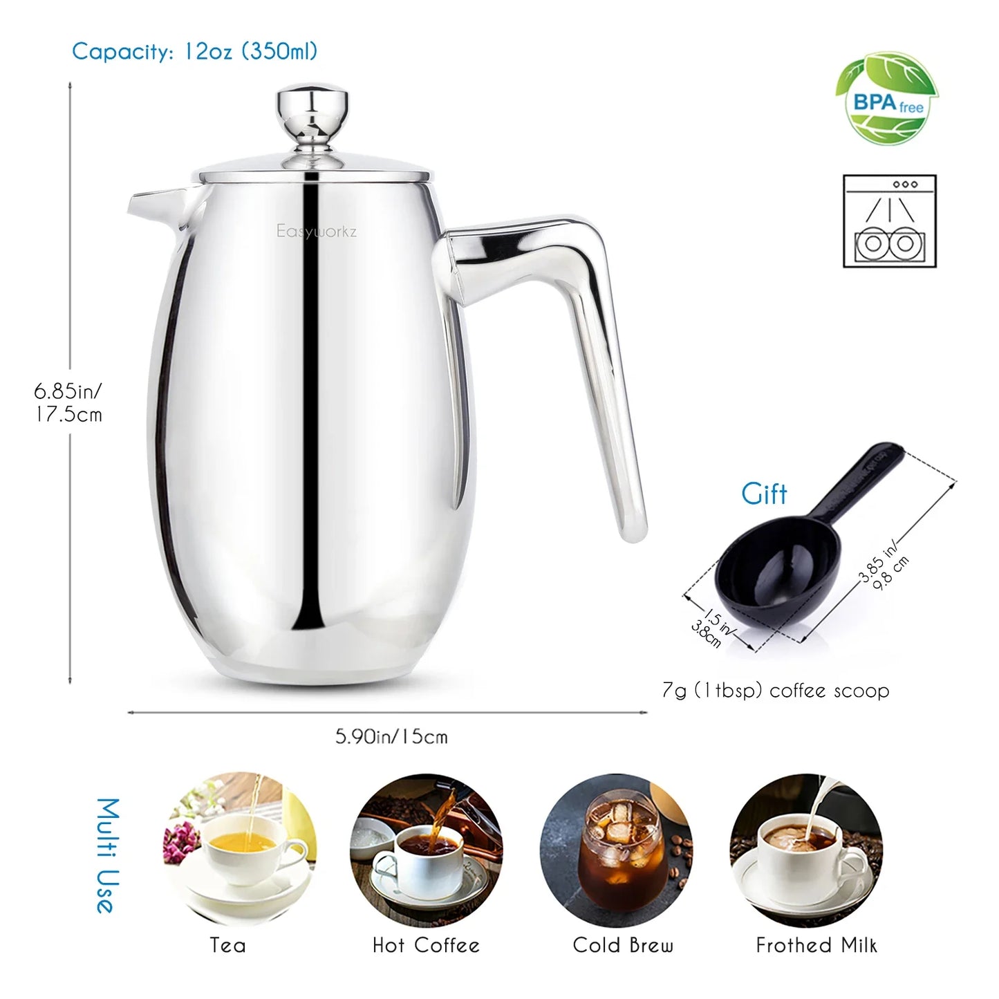 Modern High-Grade Double-Wall French Press Coffee Maker