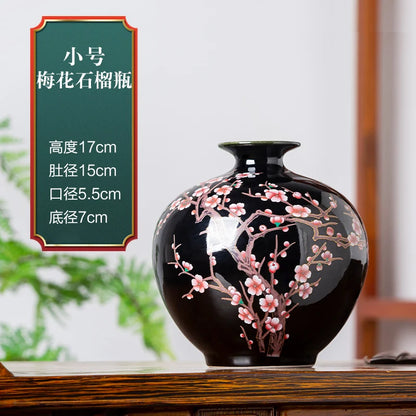 Elegant Chinese-Style Black Ceramic Vase with smooth texture, perfect for adding traditional chinese art home decoration.