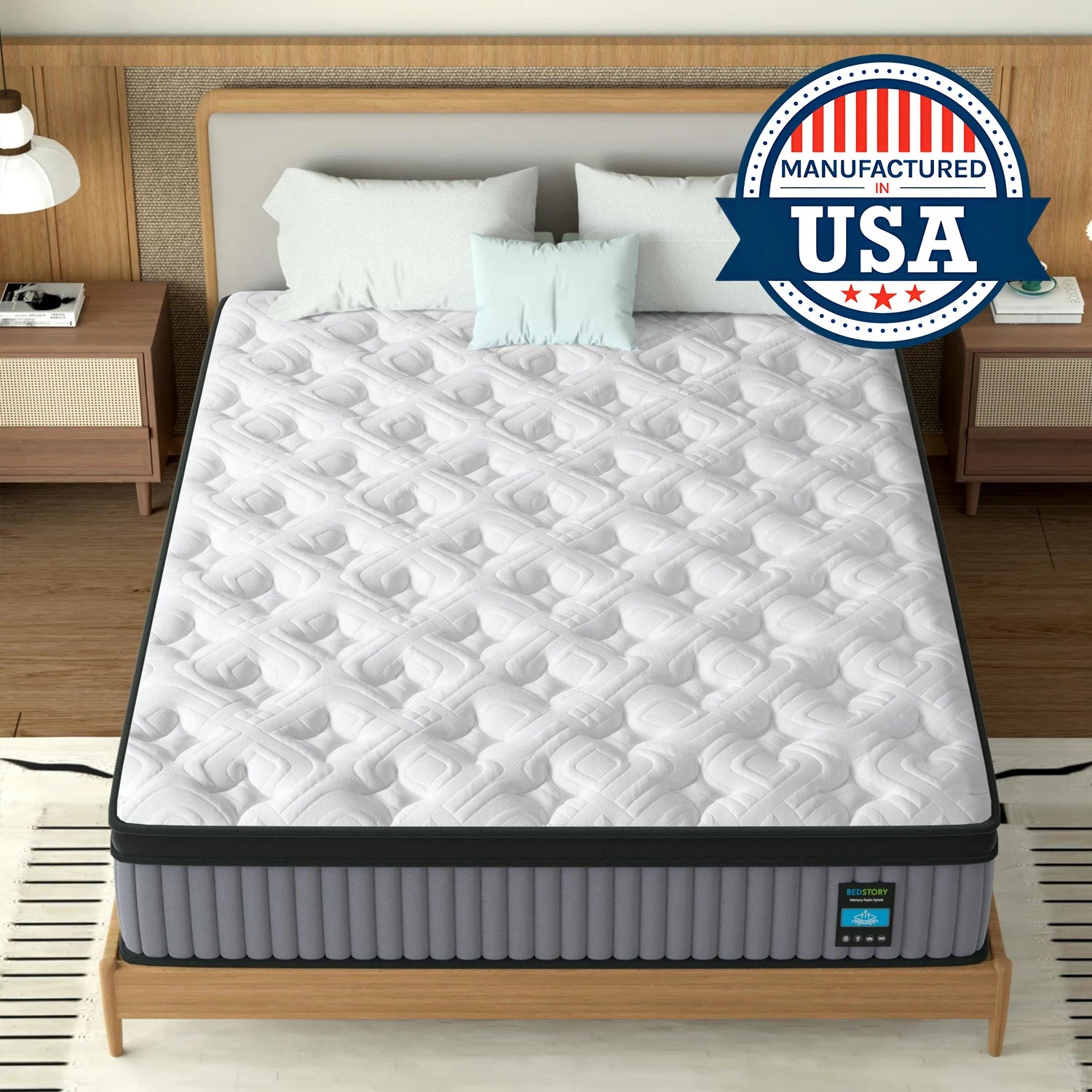 BedStory 14-Inch Luxury Hybrid Mattress – Cooling Gel Memory Foam & Pocket Spring Support, a perfect hybrid mattress for cooling.