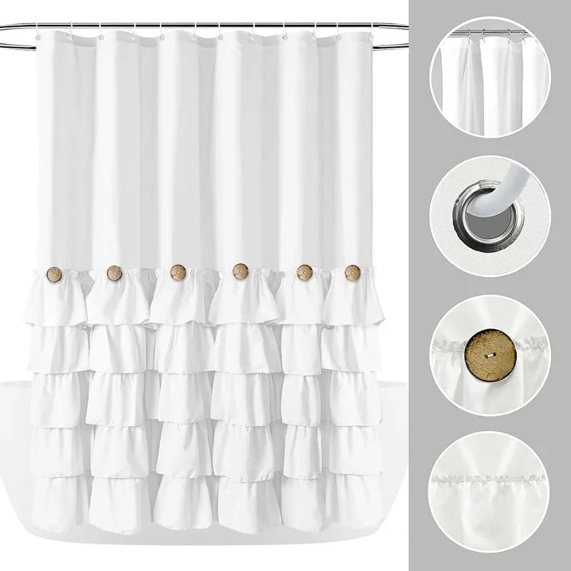 Farmhouse 72"x72" Fabric Shower Curtain Set