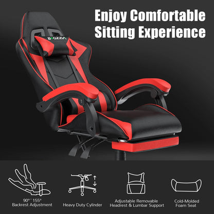 Ergonomic Design Tall Gaming Chair w/Footrest