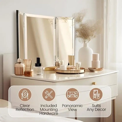 Beautiful & Modern Tri-fold Bathroom Wall Mirror