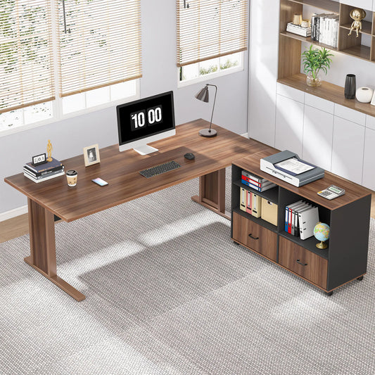 63" Large L-Shaped Executive Office/Computer Desk