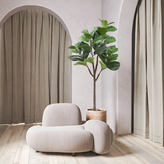 63" Decorative Artificial Fig Tree w/True Vein Leaves & a Realsitic Trunk